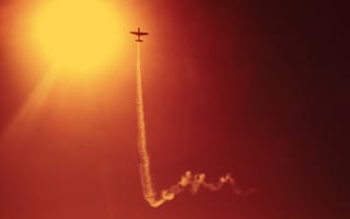 Картинка Самолеты, воздух, солнце, шлейф, дым, авиация, небо