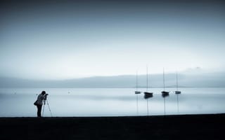 Картинка озеро, фотограф, лодки