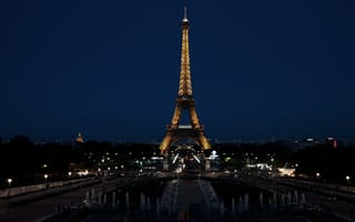 Картинка ночь, город, огни, эйфелева башня, Париж, франция