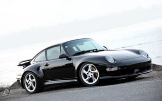 Картинка Porsche 911, гравий, turbo, порше, чёрный