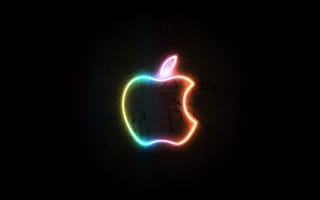 Картинка яблоко, неон, разноцветное свечение