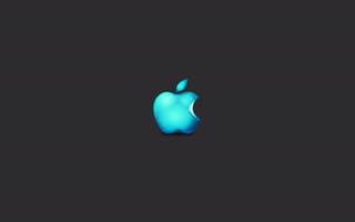 Обои голубое яблочко, логотип, темный