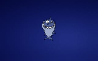Картинка синий, Shark, зубастая, улыбка, минимализм, акула
