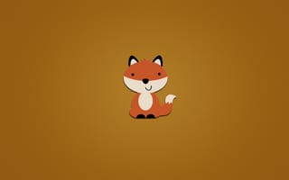 Картинка fox, животное, хвост, оранжевый фон, улыбка, сидит, Лиса