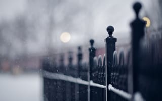 Картинка Забор, улица, макро, снег