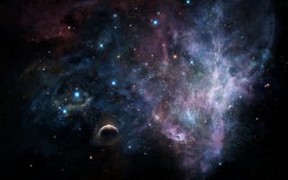 Картинка космос, Арт, tsujiki, планеты, звезды