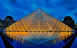 Картинка музей, лувр, пирамида, франция, Париж