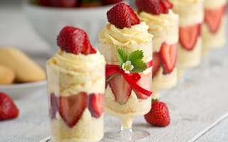 Картинка cream, ягоды, Десерт, сладкое, dessert, клубника, strawberries, еда