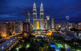 Картинка ночь, malaysia, kuala lumpur, Куала-лумпур, малайзия, blue hour