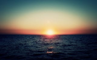 Картинка Закат, море, солнце, небо, горизонт, вечер