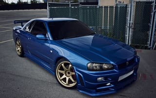Картинка Nissan, skyline gtr, синий, r34