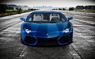 Картинка Lamborghini, синий, aventador, lb834, lp700-4, blue, front, aksyonov nikita andreevich