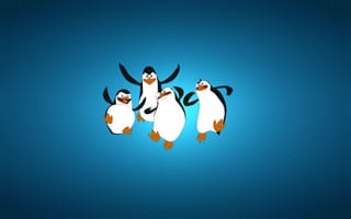 Картинка Пингвины из мадагаскара, четыре, синий
