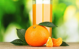 Картинка Апельсин, сок, стакан, мандарин, цитрус