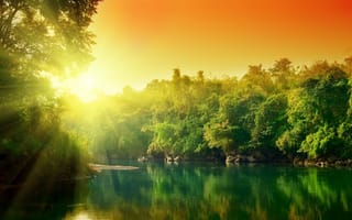 Картинка река, солнце, природа