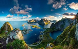Картинка Норвегия, городок, горы, красиво, природа