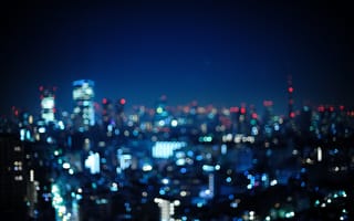 Картинка боке, токио, ночь, japan, tokyo, огни, япония, Город