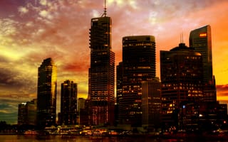 Картинка skyscraper, автралия, Methevas, sunset city, australia, city lights, город