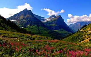 Картинка пейзаж, glacier national park, горы, холмы