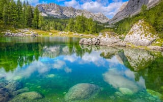 Картинка пейзаж, словения, юлийские альпы, триглав долина озер
