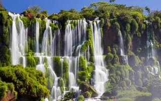 Картинка небо, зелень, красота, водопады игуасу, вода, чудеса природы