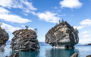 Картинка чудеса природы, мраморная скала, чили, озеро буэнос-айрес