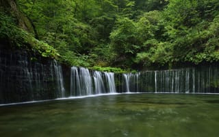 Обои природа, лес, япония, вода, река, красиво, водопад