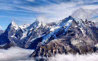 Картинка горы, величие, туман, высота