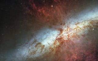 Картинка Солнечный лучик, Галактика, Астрономический объект, Текстура, Атмосфера, Космическое пространство, Вселенная, Звезды, Messier 82, туманность