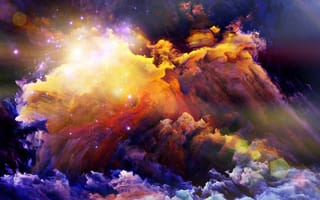 Картинка Красочный, цифровое искусство, Атмосфера, Блестящий, Звезды, отблеск от линз, туманность, Абстрактные, Геологическое явление, Скриншот, Космическое пространство, Вселенная