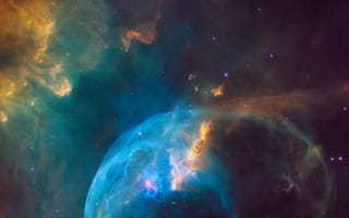 Картинка НАСА, Атмосфера, Космическое пространство, NGC 7635 Пузырьковая туманность, Астрономический объект, Глубокое поле Хаббла, Вселенная