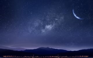 Картинка Галактика, небо, Космическое пространство, Звезда, лунный свет, Астрономический объект, Полночь, Атмосфера, Темнота