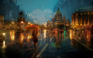 Картинка дождь, исаакиевская площадь, st petersburg