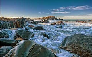 Картинка пейзаж, australia, crescent head, океан, камни, скалы