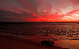 Картинка закат, океан, облака, sunset, тучи