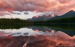 Картинка канада, herbert lake, скалистые горы, национальный парк банф