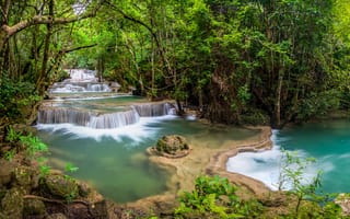 Картинка водопад, thailand, kanjanaburi, waterfall