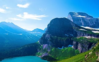 Картинка пейзаж, montana, glacier national park, озеро, горы
