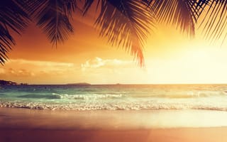 Картинка Пляжный, пейзаж, солнце, Тропический