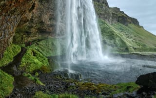 Картинка Seljalandsfoss, Исландия, Форта, водопад, воды, Пещера, за пределами, популярный, Ледник, Зеленый, природа, путешествовать, Каскад, Sony, пейзаж, Остров, Eau
