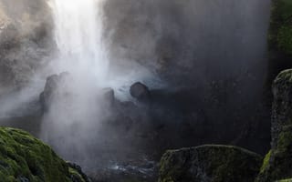 Картинка Исландия, водопад, Mzuiko40150, Декорации, воды, Olympus, горные породы, пейзаж, мох, легкий, Восс, Звучать, haifoss, Omdem5ii, M43, Вышивка