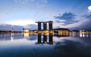 Картинка Сингапур, Городской пейзаж, город, Размышления, Спортивное снаряжение, небо