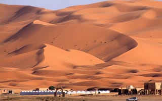 Картинка песок, барханы, марокко, пустыня, село