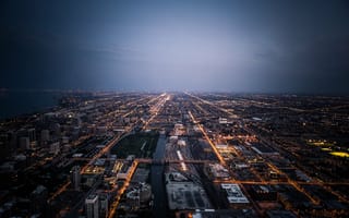 Картинка Чикаго, Городской пейзаж, Дорога, Спортивное снаряжение, горизонт