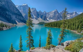 Картинка пейзаж, озеро, горы, banff national park, moraine lake