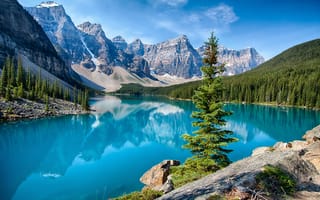 Обои пейзаж, banff national park, горы, озеро, moraine lake