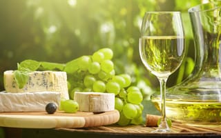 Картинка виноград, вино, вкусно, оливки, сыр