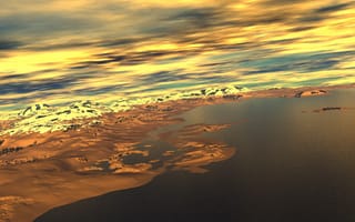 Картинка закат, море, вид с высоты