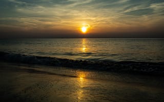 Картинка море, солнце, Пляжный, закат солнца