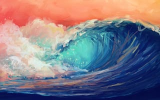 Картинка Волнами, море, цифровое искусство, Художественное произведение